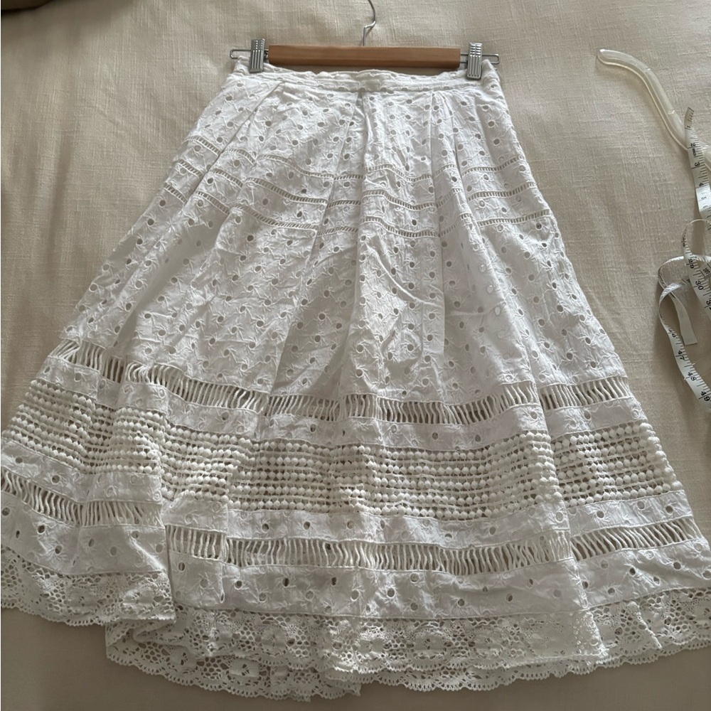 Nasty Gal White Eyelet Cotton A-Line Midi Skirt